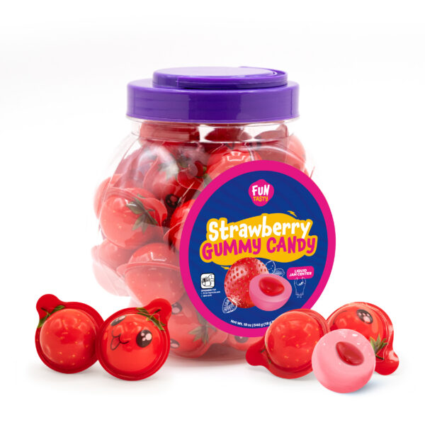Strawberry Gummy Candy with Jam Filling, 30 Count