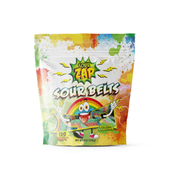 Sour Belts Gummy Candy Assorted Fruit Flavors, 8-Ounce Pack